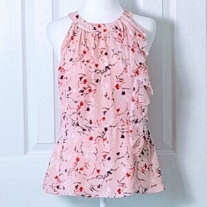 WHITE HOUSE BLACK MARKET Women's Halter Neck Blouse Top Size 6 Pink Print NWOT